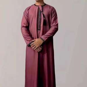 Abaya Musulmana de Algodón y Poliéster para Hombre, Jubba Bordada Estilo Omaní, Túnica Islámica para Ramadán, Tallas Grandes para Adultos - Product Image 3