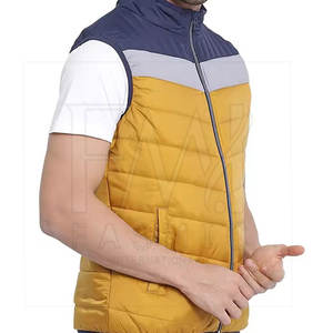 Nueva llegada de los hombres de cuello redondo de lona de invierno Puffer Chaleco con cremallera de tamaño personalizable impermeable y cálido prendas de vestir exteriores - Product Image 2
