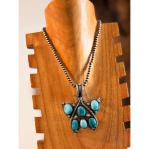 Pendentif papillon Randy Billy serti de pierres multicolores turquoise et argent sterling, technique d'incrustation - Product Image 3