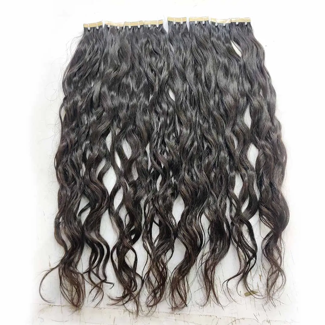 INDIAN WAVY TAPE IN HAIR WHOLESALE INVISIBLE SEAMLESS SKIN WEFT 100% ALIGNED CUTICLES SINGLE DONOR RAW UNPROCESSED