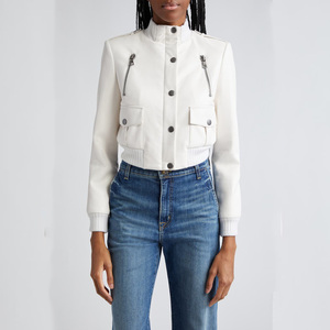 Chaquetas de cuero al por mayor para mujer Chaqueta de moto moderna de Smooth Silverton completada con un acogedor cuello falso con ribete acanalado - Product Image 2