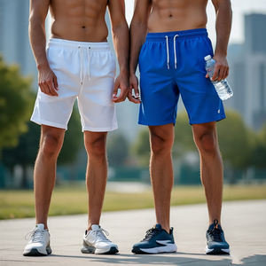 Pantalones Cortos para Hombre, Shorts de Poliéster, Secado Rápido, Cintura con Cordón, Gimnasio, Ejercicio y Yoga - Product Image 1