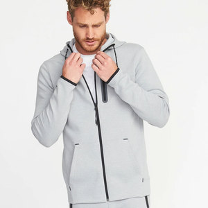 Sudadera con capucha de algodón 100% grueso para hombre, talla grande, con cremallera completa, logotipo personalizado, OEM, estilo urbano, invierno, venta al por mayor - Product Image 2