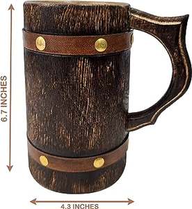 Nouvelle vente chaude Look Vintage Premium Qualité Médiévale Chope À Bière À La Main Durable Conception Médiévale En Bois Poignée En Métal Chope À Bière - Product Image 2