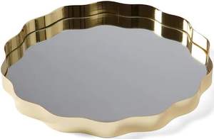 Plateau rond métallique de qualité supérieure avec plateau émaillé à l'intérieur des accessoires de cuisine - Product Image 6