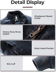 Chaqueta de Cuero Vacuno para Hombre de Alta Calidad, Cuello Alto, Logotipo Frontal, Ecológica, Transpirable, de Secado Rápido, para Invierno - Product Image 2