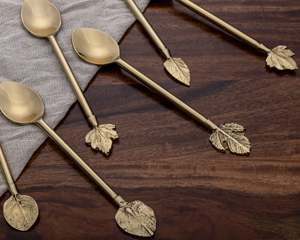Cuillère de conception de feuille royale faite à la main utilise pour les ustensiles de cuisine cuillère à dîner de haute qualité au meilleur prix - Product Image 2