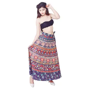 Indian Hand Block Print <b>Long</b> Cotton Summer <b>Skirts</b> <b>Wrap</b> on Sarong <b>Long</b> <b>Skirt</b> - Product Image 1