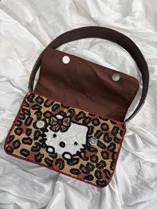 Luxury Hand-Beaded Cartoon Face Shoulder Bag <b>Chain</b> Strap Eco-Friendly Fashion Style Pearls Flowers for Christmas Easter Birthday - Product Image 5