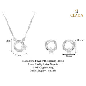CLARA Juego de Collar y Pendientes de Plata de Ley 925, Joyería Fina para Mujer - Product Image 4