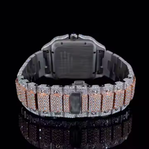 Reloj de pulsera de diamante VVS Moissanite de alta calidad para hombre, superventas, banda de acero inoxidable, movimiento de cuarzo, estilo Hip Hop helado - Product Image 3