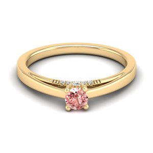 Bague REYES de luxe en or massif 14 carats avec pierre précieuse morganite ronde taille brillant 0,25 carat pour femmes, certifiée GRA, bijoux en moissanite - Product Image 6