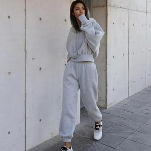 Survêtement femme automne hiver survêtement coton 2 pièces femmes ensemble haut court surdimensionné à capuche femmes sweat - Product Image 2