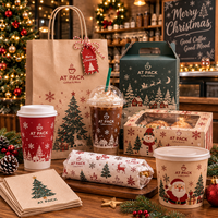 Coffret cadeau de Noël personnalisé AT PACK avec sachets de café, tasses, sac fourre-tout, boîtes cadeaux, serviettes et accessoires de café pour les fêtes