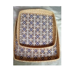 Plateau de service à café en bois 100% pour la cuisine et le dessus de table à un prix raisonnable plateau de service en bois de mangue royale avec motif imprimé - Product Image 6