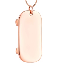 Urna de cremación de acero inoxidable de oro rosa, joyería para cenizas, gorra de béisbol, collar de urna para cenizas de seres queridos, regalo, mujeres, hombres, tamaño personalizado - Product Image 1