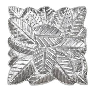 Plateau de service décoratif en aluminium recouvert de couleur argentée Plateau unique en métal en forme de feuille Argent élégant - Product Image 6