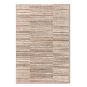 Alfombras de Lana Tejidas a Mano Contour Gold, Diseño Moderno a Rayas de Algodón, Rectangulares para Sala de Estar, Dormitorio, Pasillo, para Adolescentes -Hwl-320 - Product Image 1