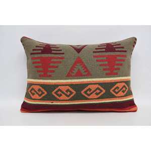 Almohada de refuerzo de lana naranja de estilo étnico, cojín de lujo lavable extraíble antideslizante ecológico de 16x24 pulgadas, hoja Floral Vintage - Product Image 1