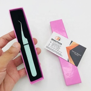 Pince à épiler professionnelle d'extension de cils à poignée en diamant Extensions de cils en fibre pointue en acier durable à 45 degrés de marque privée - Product Image 6