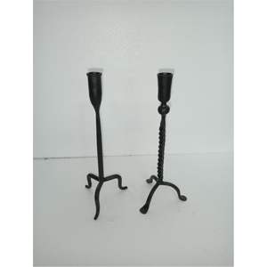 Minimalist <b>Black</b> Cast Iron <b>Candle</b> Stick Holder Set Rustic Industrial Taper Stand Mid-Century Modern Decorative Candelabra - Product Image 5