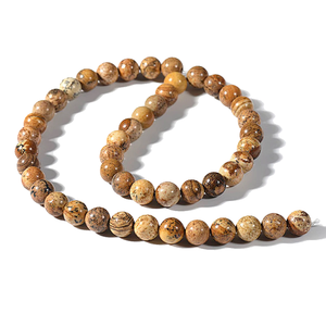 ลูกปัดหินคุณภาพสูงประดับลูกปัดหินแจสเปอร์สร้อยคอคริสตัลบำบัดแบบหลวมเรียบ - Product Image 2