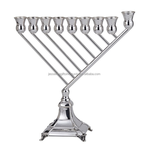 Stainless Steel <b>Pipe</b> Menorah Candle <b>Stand</b> With Shiny Polish Finishing Round Base Premium Quality For Home Decoration - Product Image 2