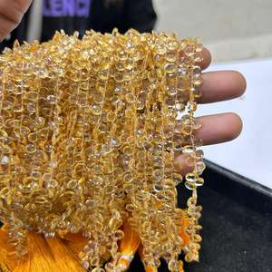 Cuentas de forma de pera facetadas de citrino, piedras preciosas de citrino amarillo, Briolette 6x9-7x10mm, fabricación de joyas de pera citrino, cuentas de piedra - Product Image 3