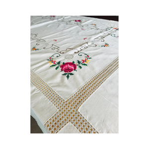 Center Border Fine Embroidered Table Cloth 60x104 Inches 210 GSM 100% Cotton GOTS Certified India Artisan OEM Ready Export <b>Linen</b> - Product Image 2