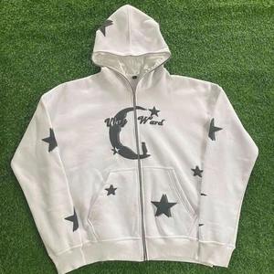 Sudadera con capucha de peso pesado de algodón 100% para hombre con cremallera de moda y estampado de pantalla Diseño desgastado Jersey de invierno con logotipo - Product Image 1
