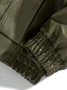 Blouson en cuir pour homme, style boxy personnalisé, nouveau modèle, en toile, avec fermeture éclair à lettres, grandes tailles, streetwear d'hiver, logo personnalisé - Product Image 5