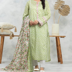 ชุดเดรสผ้าระบายอากาศได้ดีชุดเดรสแบบลำลอง3ชิ้นปักลายสำหรับสนามหญ้าและอินเดีย - Product Image 1