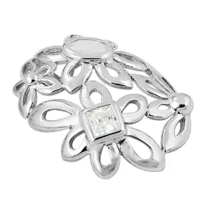 Bague tendance et romantique pour femme en argent avec zircone cubique, plaqué or 18 carats et rose, style incrusté - Product Image 3