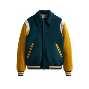 Venta al por mayor superventas de lana de calidad superior personalizado chaquetas de los hombres de cuello alto botón abajo chaqueta de béisbol de la universidad para los hombres - Product Image 1