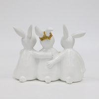 Sculpture de lapin en résine de Pâques, ornement de printemps moderne transparent doré, artisanat de table, cadeau OEM