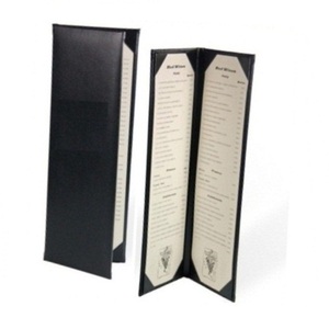 Couverture de menu de restaurant en cuir PU de haute qualité de couleur noire avec logo personnalisé - Product Image 1