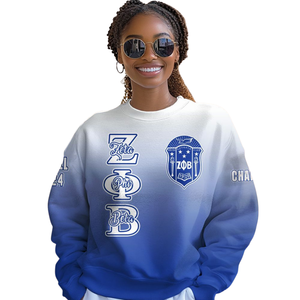 Sweat-shirt à col rond bleu avec lettres grecques Zeta Phi Beta pour femmes, broderie de la sororité 1920 - Product Image 4