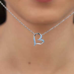 <b>Silver</b> Dewy Heart <b>Necklace</b> Zircon Diamond <b>Pearl</b> Gold Rose Gold Rhodium Plated Trendy Cute Style for Engagement Platinum Rope - Product Image 2