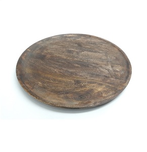 Design unique en bois de forme ronde dîner plateau de service assiette plat de service et plateau fait à la main personnalisé - Product Image 3