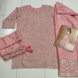 Haut sur demande Salwar Kameez luxe Antalkali Salwar costume étage longueur robe de Style indien disponible au prix d'usine - Product Image 3