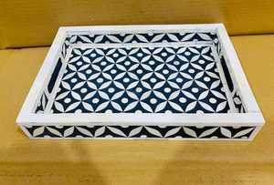 Plateau de service en incrustation d'os en bois naturel fabriqué à la main de qualité supérieure pour les restaurants à domicile et les hôtels de l'Inde. - Product Image 5