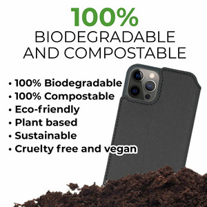 Custodia per telefono a conchiglia biodegradabile nera, ecologica, compostabile, riciclabile, con ricarica Qi - Product Image 6