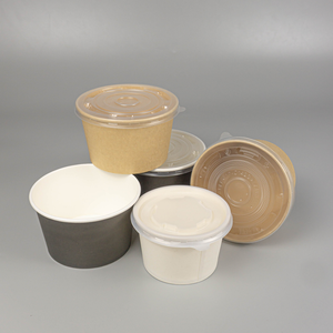 Leak-Proof White/ Brown Paper Salad Bowls <b>with</b> <b>Lids</b> - Disposable Custom Printed <b>Takeaway</b> Hot Food <b>Containers</b> - Product Image 3