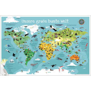 Mapa del Mundo XL para Niños, Mapa de Pared Grande y Colorido para Niños - Product Image 1