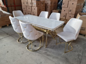Ensemble de salle à manger moderne convertible de luxe en 6 pièces, meubles élégants en bois et métal pour la maison, l'hôtel, le restaurant, les villas, les espaces de vie - Product Image 6