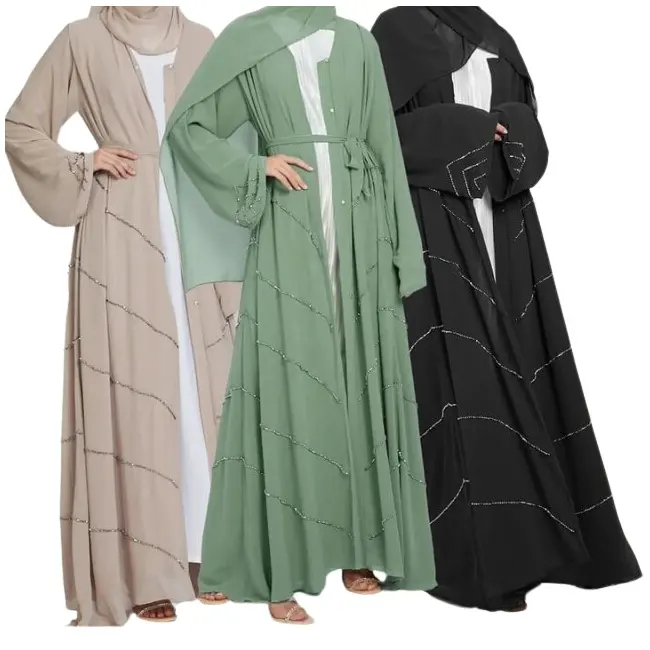 Toptan tedarikçisi mütevazı pansuman pakistan tarzı Abaya Premium kalite rahat kumaş çok renkler özel ambalaj Abaya