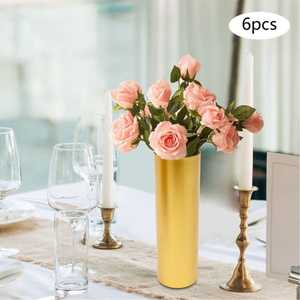 Jarrón de Porcelana Dorado Mate Moderno al por Mayor, Centro de Mesa para Bodas, Maceta de Hierro Personalizada, Hecha a Mano - Product Image 6