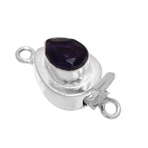 Fermoir en argent sterling 925 plaqué or 18 carats, 1 brin, 2 brins et 3 brins, améthyste, pierres précieuses, fabrication de bijoux B750 23X12X10MM - Product Image 2