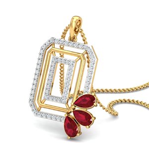 2024ใหม่สไตล์แฟชั่นจี้ทรงสี่เหลี่ยมสร้อยคอลายสันติภาพเพทายฝังพลอยลูกแพร์โกเมนสีแดงเชือกทองเหลือง - Product Image 3