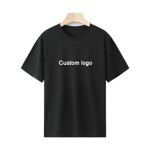 Camiseta en blanco con estampado de logotipo personalizado 2025 de alta calidad para hombre, tela de punto Unisex transpirable de gran tamaño, estampado Digital, patrón sólido - Product Image 1